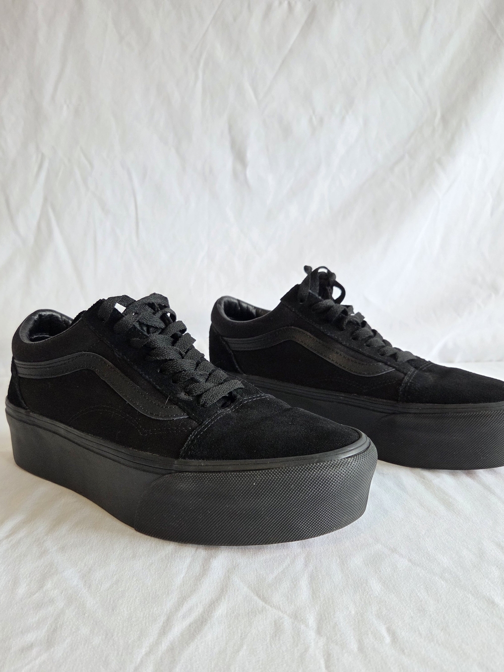 Vans Black Suede Old Skool Stacked Platform Sneakers - 8.5M/10W
